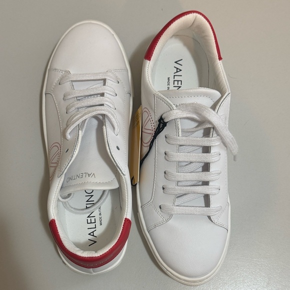NEW✨ Valentino White Sneakers with Red Logo by Mario Valentino - Picture 11 of 15